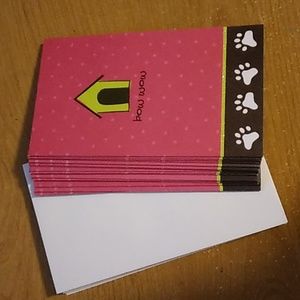 Set of 12 Blank Note Cards with Paw Prints, Dog House, "Bow Wow"